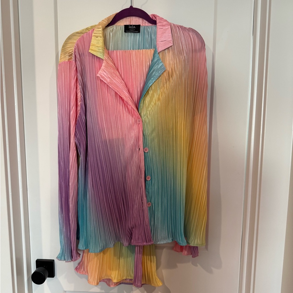 Dressed in LALA pleated rainbow set